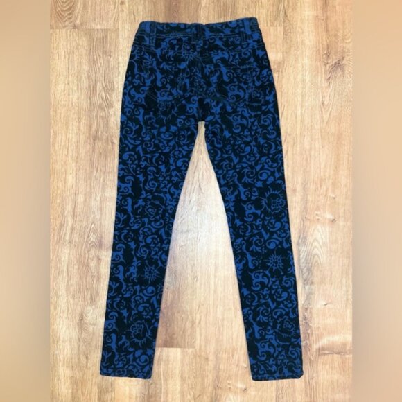 NWT ROMEO & JULIET COUTURE Skinny Navy Scroll Velvet Pants Pockets RJ29169 Sz 24 - Picture 3 of 14